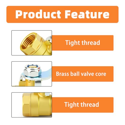 Image of GASHER 3PCS 1 /2 Inch Brass Mini Ball Valve, Shut Off Valve, 1 /2 Inch FNPT Thread Pipe Fitting