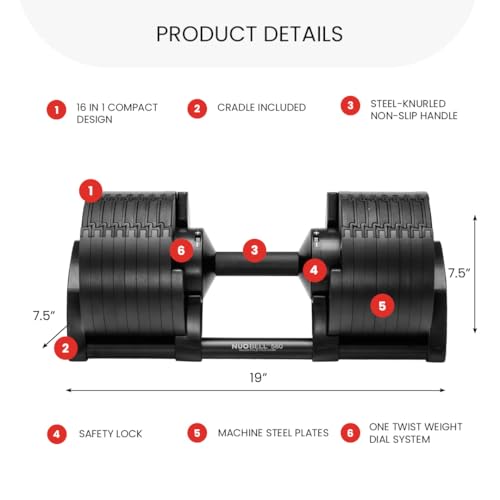 Image of NUOBELL Adjustable Dumbbells 5-80 lbs: Replace 16 Sets, Ideal for Home Gym Weight Bench & Press