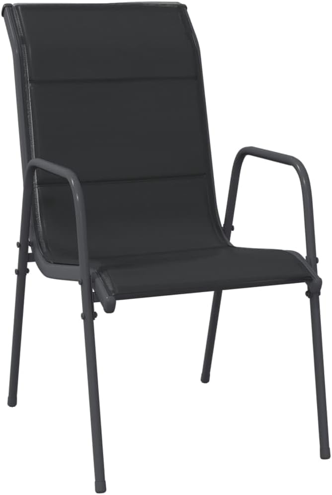 vidaXL Patio Dining Set 5 Piece, Outdoor Patio Dining Set, Dining Table and Chair Set for Lawn Garden Yard, Black Steel and Textilene