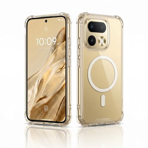 Image of amazon basics Crystal Clear Magnetic Case for Realme 16 Pro 5G | Compatible with MagSafe Accessories | Air-Guard Corners | Shockproof TPU + Hard PC Back | Slim Transparent Protective Cover (Clear)