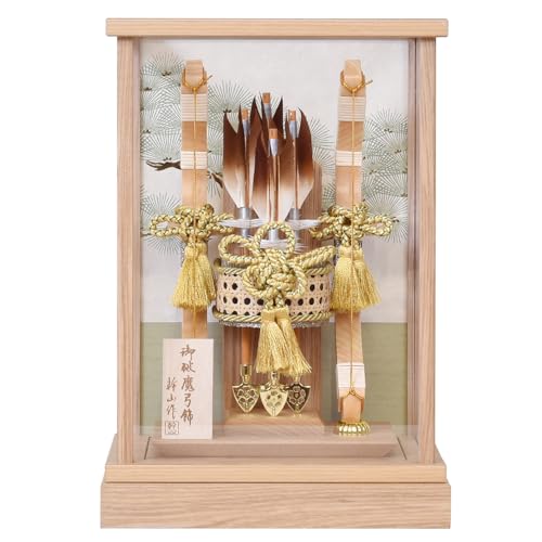 破魔弓 コンパクト ミニ おしゃれ 初正月 松 木製 白 お祝い 初正月 ケース飾り 11号 木目 アクリル ケース入り モダン 2025 陣屋