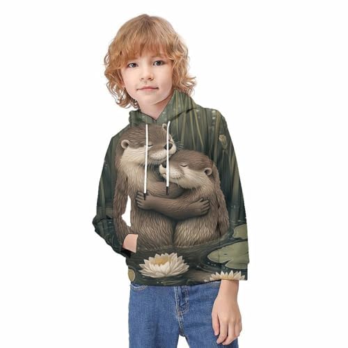 Sweat Capuche 3D Motif Loutres Unisexes avec Impression Relief Durable - 2