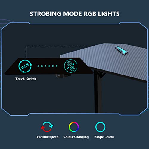 Fibre de carbone rouge pour ce bureau gaming avec éclairage LED immersif