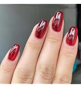 ORZOLATENT Vintage Red Cat Eye Press-On Nails – 24 Square Nails, 12 Sizes, Glossy Gel, Magnetic S...