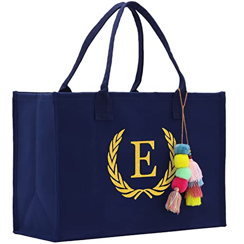 Bolsa Tote de algodón personalizada para mujer azul marino miniatura 1