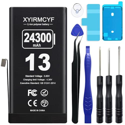 XYIRMCYF 24300mAh Super Capacity Battery Compatible with iPhone 13 0 Cycle Li-Polymer Replacement Battery for iPhone 13 with Professional Repair Tool Kit