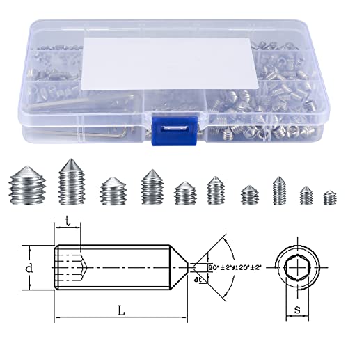 Siyurongg US-SYR-400-021 Pcs Set Screw Assortment Kit, Hex Allen Head Socket Cup Point Screws Set thumb #2