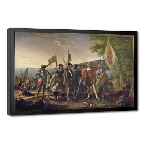 Impression sur toile Landing of Columbus grand tableau déco salon bureau