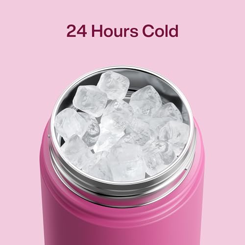 Image of Kids Insulated Water Bottle with Straw - 12oz Stainless Steel Water Bottle with Dual Spouts, Leak-Proof, BPA-Free, Double Wall Vacuum Keeps Cold for 24 Hours for Sports, Travel, School (Turkish Rose)