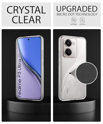 Image of WOW IMAGINE Transparent Back Cover Case for Realme P3 Ultra 5G | Raised Bumps for Full Device & Camera Protection Shockproof TPU Silicone Back Case Mobile Cover - Transparent