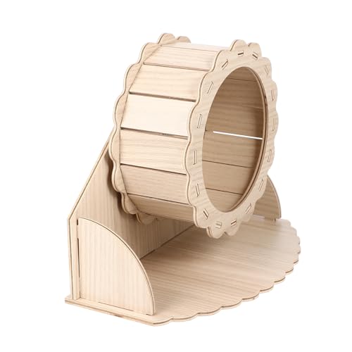 Beavorty Silent Hamster Exercise Wheel with Base 17.5cm Solid Wood Running Wheel for Hamsters Gerbils and Small Pets