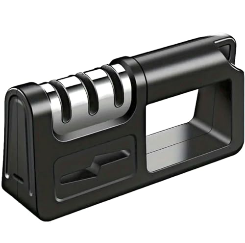 Professional Multifunctional Knife Sharpener, 3-Stage Sharpening System, Black 4 in 1 Knife/Kitchen Scissors Non Slip Base Grinder Whetstone Tungsten Diamond Sharpener. (Black)