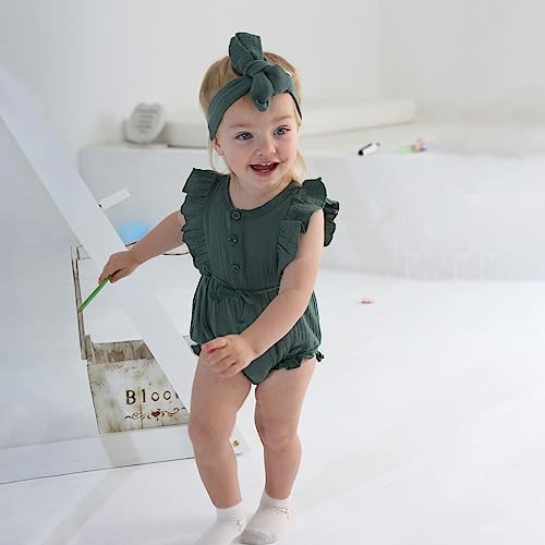 Jopgeey Clothes For Girls 12-18 Months Newborn Infant Baby Girl Clothes Cotton Linen Rompers Solid Ruffle Jumpsuits Onesie For Spring Summer #TOP1
