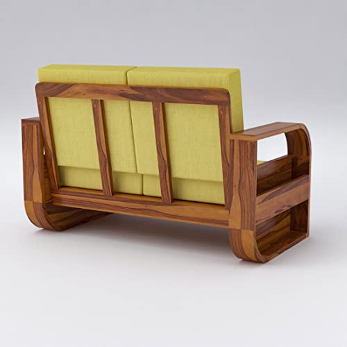 Image of Douceur Furnitures Solid Sheesham Wood 2 Seater Sofas | Two Seater Sofa for Living Room, Cafe, Office | (Design-3)