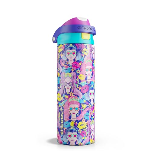 Image of ENCOOL Leakproof Insulated Water Bottle with Straw Dual-Sip Water Bottle Bag-Safe Design for Work, Commute & Gym - Keeps Drinks Cold All Day, 24 oz, Pastel Cool