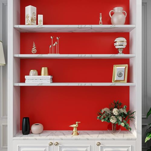 Image of HOME13 Vinyl Matte Wallpaper Red Self Adhesive Decorative for Kitchen Cabinet Furniture Countertop Waterproof (24inches By 48inches, Red Matte Wallpaper)