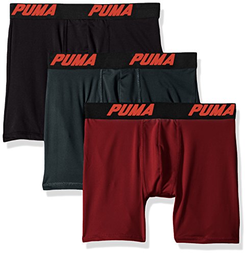 PUMA Men's Volume Boxer Brief (3-Pack), Dark red, Large