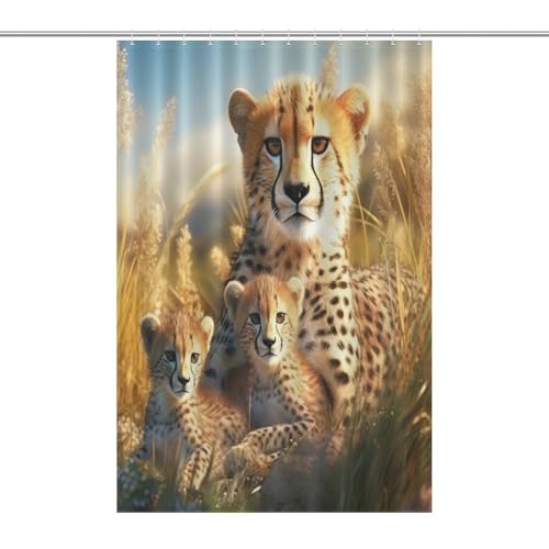 Rideau de douche léopard tissus polyester imperméable lavable avec 12 crochets 122x183 - 7