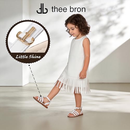 Image of Girls Gladiator Sandals with Adjustable Buckle Comfy Ankle Strappy Flat Shoes