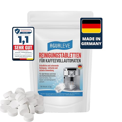 Reinigungstabletten 50 Stück | für alle Marken und Arten von Kaffeevollautoamten und Kaffeemaschinen z. B. DeLonghi Philips Siemens Saeco Melitta Krups Miele | Markenqualität Made in Germany