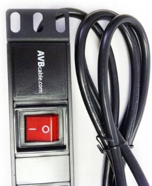 AVBcable PC-RM-5B 5 Outlet Rack Mount Power Strip 2 fronted mount w/ 6FT Power Cord for Standard 19in rack.