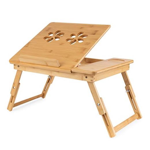 OLIVIA & AIDEN Bed Tray Table and Laptop Desk (Bamboo) Tilting Surface for Reading, Tablets, Serving, and Eating Food | Adjustable Legs | Kids, Adults