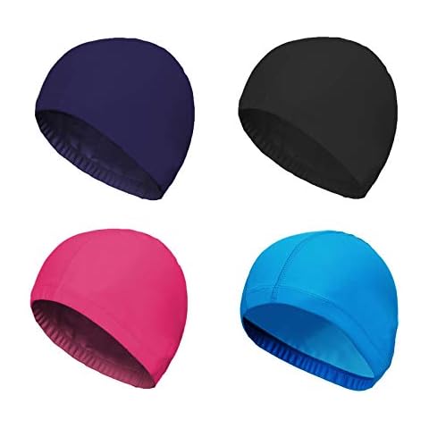 SUNTRADE 4-Pack Spandex and Nylon Swim Caps Cover