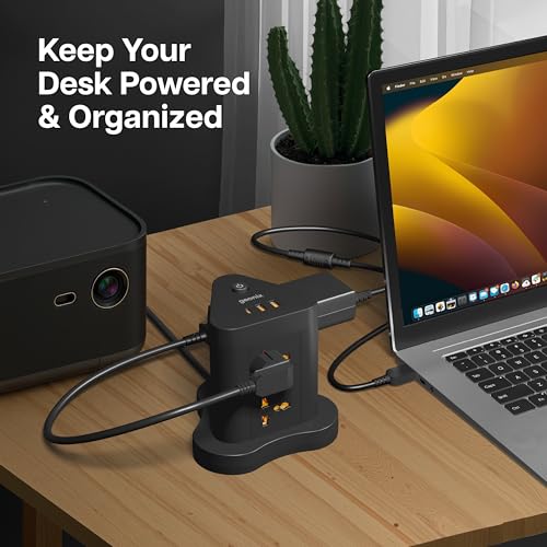 Image of Geonix PowerSpan Fort | Extension Board /Strip, 2500 Watts, 10 Amps, 1x Type C Port, 6X Universal Socket, 2X USB Port, LED Indicator, On /Off Switch, 5mtr Long Pure Copper Cable (Black)