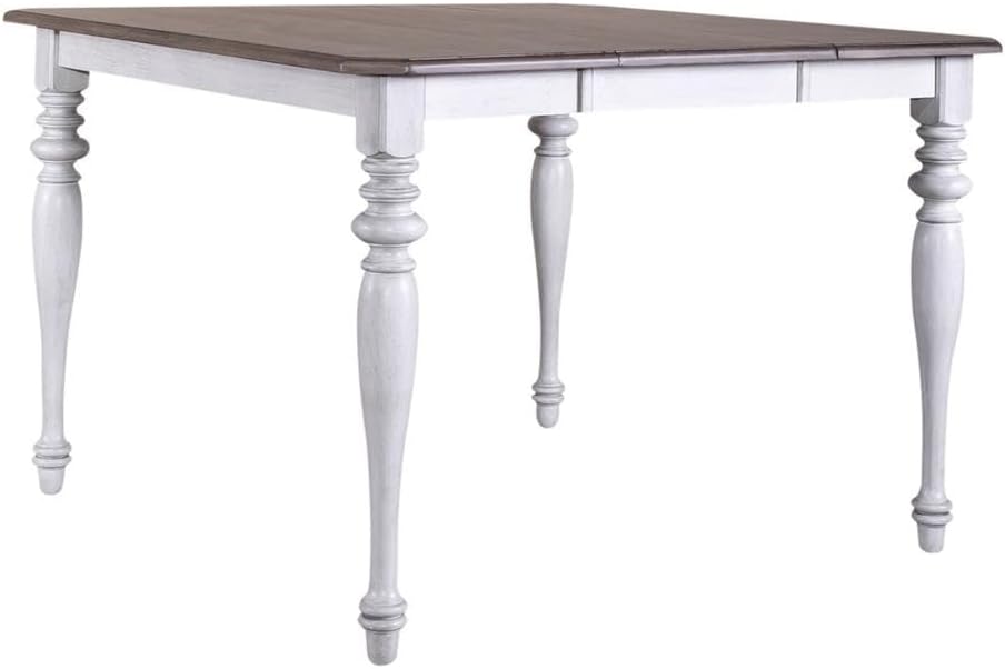 Liberty Furniture Ocean Isle Pedestal Table for Dining Room - Antique White w/Weathered Pine
