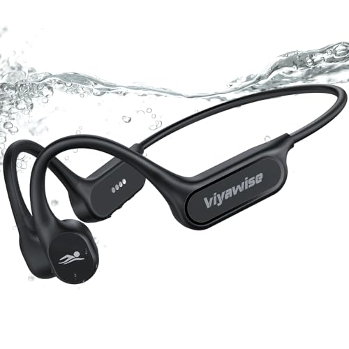 viyawise B11 Bone Conduction Headphones, IP68 Waterproof Earbuds for Swimming, 32GB & Bluetooth 6.0 Wireless Underwater Open Ear Headphones with Mic for Sport