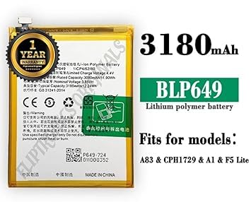 Image of BLP649 Battery for Oppo A83-2018 / CPH1729, CPH1821 A1 / A83T / Battery with 1 Year Warranty**** (I240)