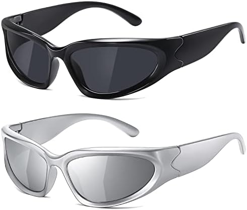 JASPIN Wrap Around Fashion Sunglasses for Women Men Y2k Trendy Sport Shades UV400 Eyeglasses