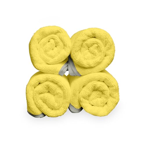 Image of Divine Casa 500 GSM Cotton Hand Towel Set of 4 (60 x 40 cm) | Yellow Hand Towels | Soft Absorbent Quick Dry Bathroom Towels