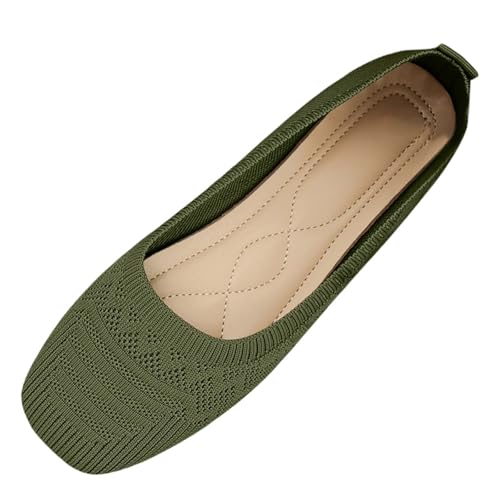 Women's Casual Flat Shoes Breathable Knit Slip On Comfortable Ballet for Daily Wear Spring Summer