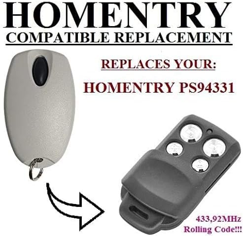 Homentry PS94331 Kompatibel Funkhandsender 433,92 MHz Rolling Code - Premium Ersatz Fernbedienung