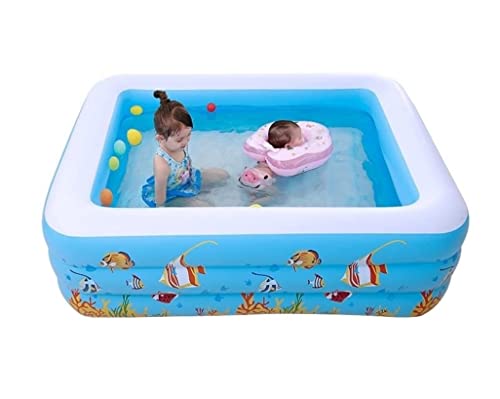 MEIZHITU Piscina para Jardín Piscina Hinchable 180 X 140 60 Cm Familiar para Adultos Infantil Rectangular Interior Y Exterior