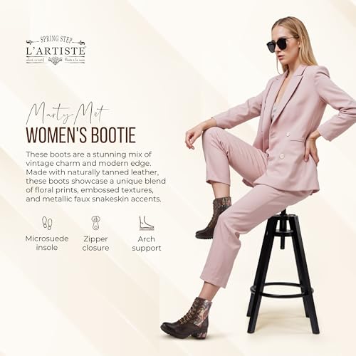 L'Artiste by Spring Step Marty Met Hand Painted Metallic Floral Ankle Boots for Women | Shoes for Women with Arch Support and Flexible Sole4