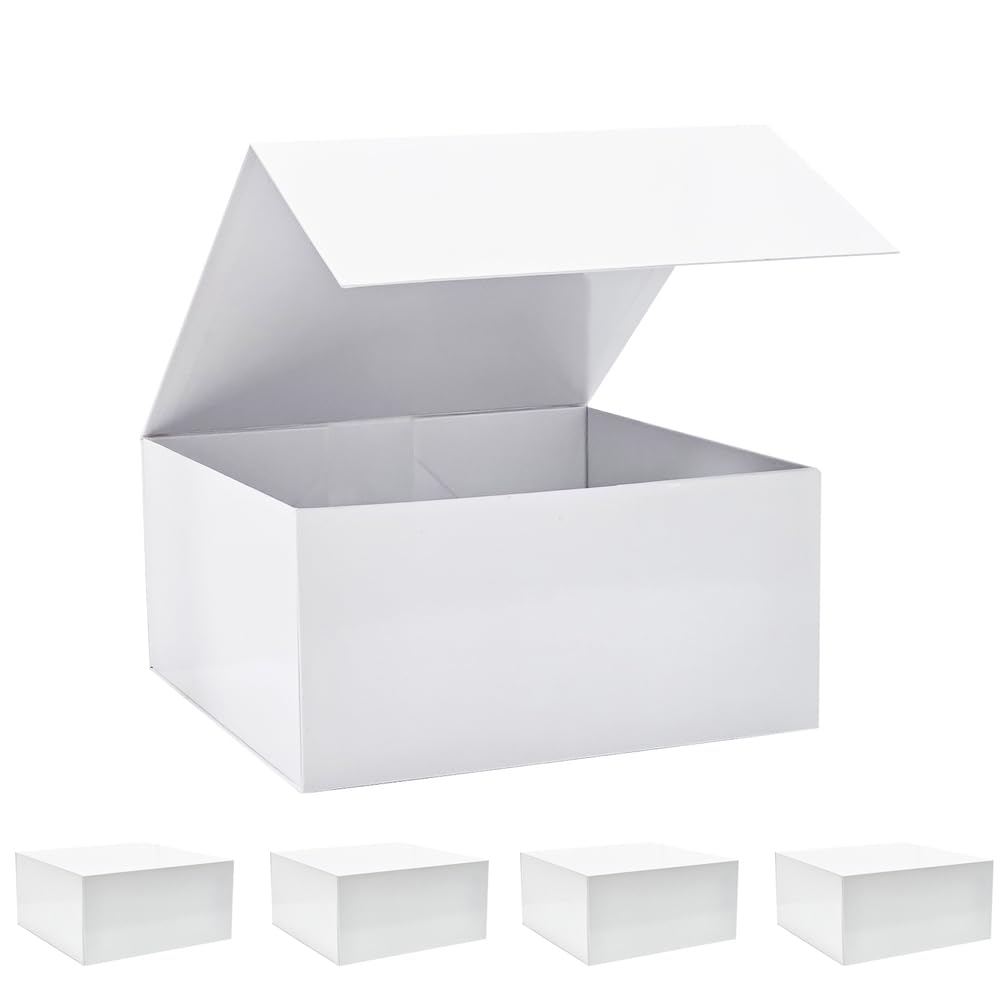 5 Scatole Regalo Grandi Bianche Con Coperchio, 30,5×30,5×15 cm, Scatole Regalo Magnetiche Pieghevoli Scatole Regalo Di Lusso Per Regali, Per Matrimoni, Natale, Halloween, Compleanni