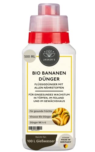 Bio Bananendünger flüssig 500 ML - 100% Mediterraner Bio-Dünger mit Vinasse & viel Kalium - Organischer Bio Bananen Dünger - Musa Basjoo Bananenpflanze - Für Bananenbäume im Freiland & Kübel
