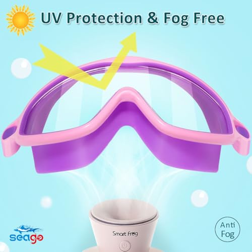 Image of Seago Swim Goggles 2 Pack Anti-Fog Anti-UV Wide View Swimming Goggles for Kids 3-14