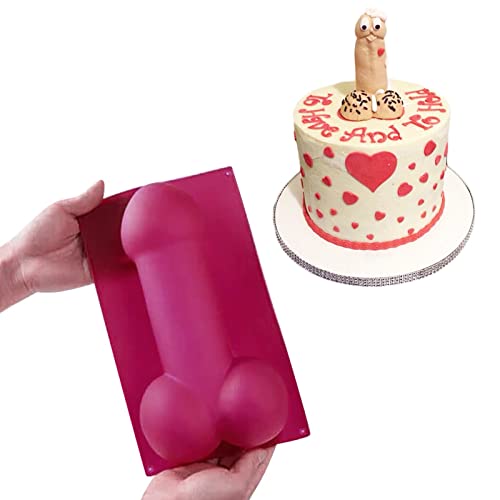 Grand Pénis Cube de glace en silicone gâteau au chocolat Fondant Plateau Savon cuisson Moule 27.5x16.5x7.5cm (Rose)