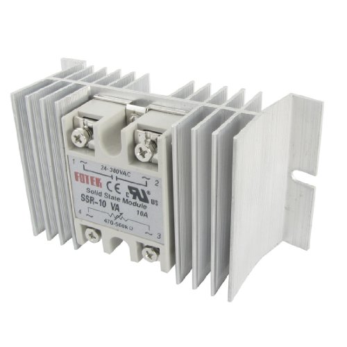 Relé de Estado Sólido SSR 10A con voltaje 24-380V AC y disipador de calor incluido