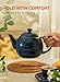 Sweese Teapot, Porcelain Tea Pot with Stainless Steel Infuser, Blooming & Loose Leaf Teapot - 27ounce, Navy