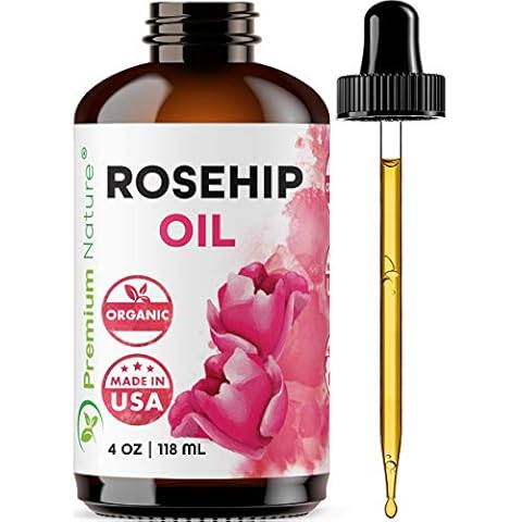 Organic Rosehip Seed Carrier Oil - 118 ml Pure Cold Pressed Unrefined Rose Hip Serum for Face Hair Nails 100% Natural Skin Care Moisturizer Scar Removal & Facial Acne Treatment Packaging May Vary Cover