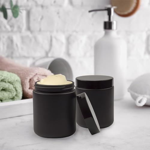 Cornucopia 8oz Black Coated Glass Jars (6-Pack); Cosmetic Jars with Black Plastic Lids and Black Matte Exterior, 8-Ounce / 9-ounce Capacity2