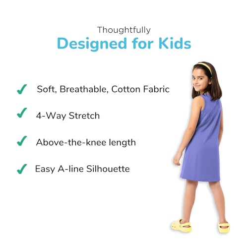 Image of YouGotPlanB Girls 100% Cotton A-Line Printed Dress | Above Knee Length Summer Frock | Soft & Breathable Casual Wear for Girls (Ages 3-14 Years)
