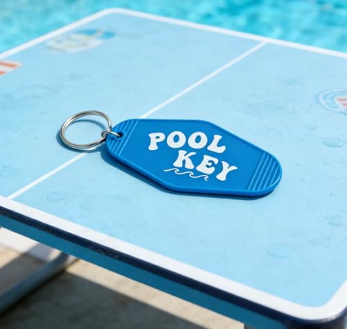 Image of Pool Key Keychain Plastic Vintage Motel Keychain Key Tag Pool Accessories for Women Men