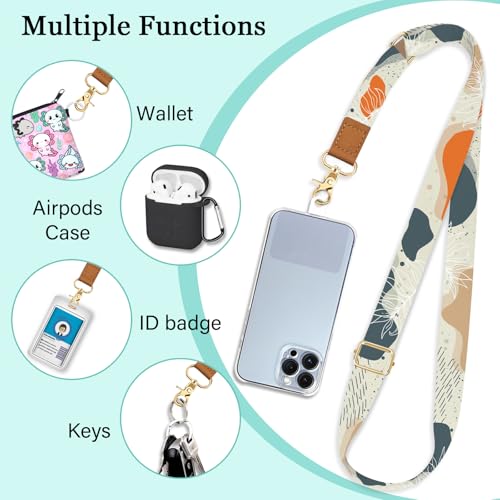 Image of Piefly Cell Phone Lanyard Crossbody Wrist Strap Adjustable for Women Boho | Travel Daily Cruise, Around the Neck, Hands-free, Universal, Fit Keys ID badge, Accessories, Compatible with Most Smartphones