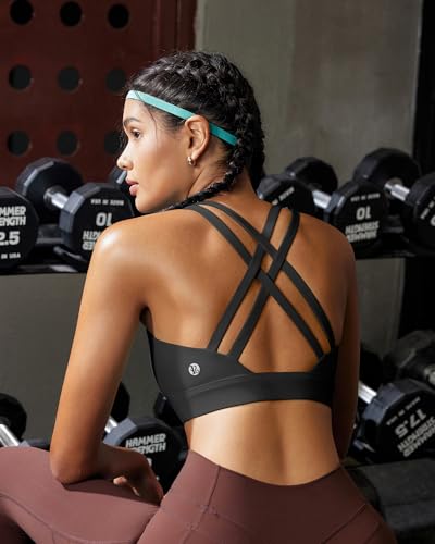 RUNNING GIRL High Impact Sports Bras for Women - Scoop Neck Strappy Sports Bra High Support Moulded Cup Workout Bra4