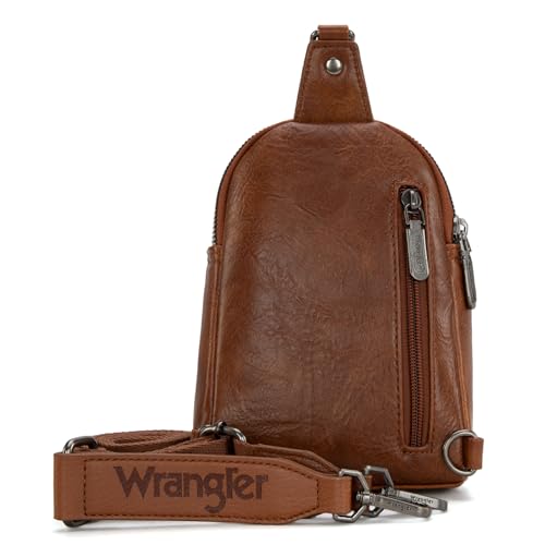 Image of Wrangler Small Sling Bag for Women, Leather Crossbody Bags Cross Body Purse Fanny Packs with Adjustable Strap for Gift